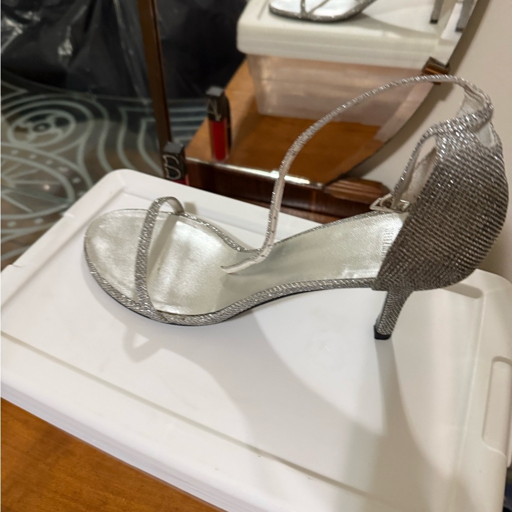 Stuart Weitzman Sparkling Silver Heels